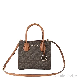MICHAEL KORS Mercer 35S1GM9M2B Medium Logo And Leather Accordion Crossbody Bag In Brown