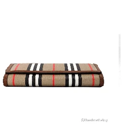 Burberry Hannah Icon Stripe Archive Tan E-Canvas Leather Wallet Crossbody Bag