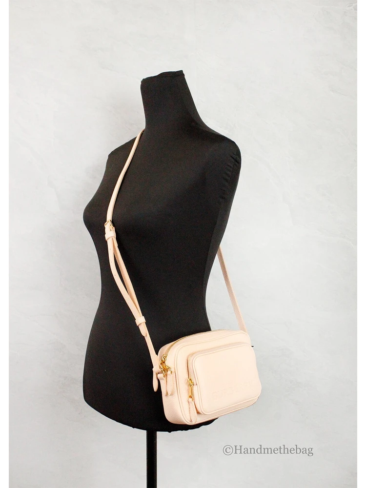 Burberry Small Branded Peach Pink Grainy Leather Camera Crossbody Bag alternative