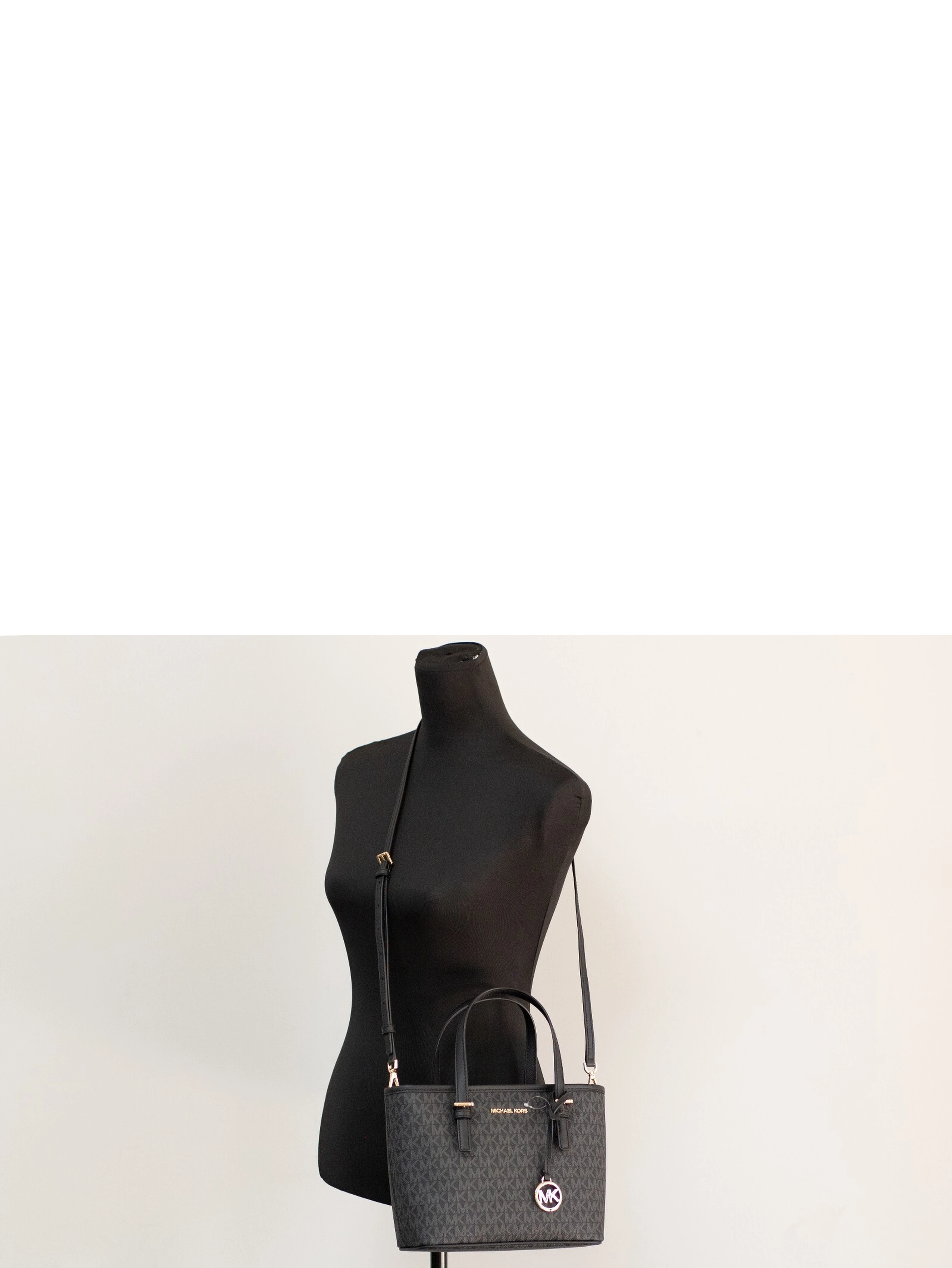 Michael Kors XS Carry All Jet Set Travel Womens Tote (BLACK SIG/GOLD)