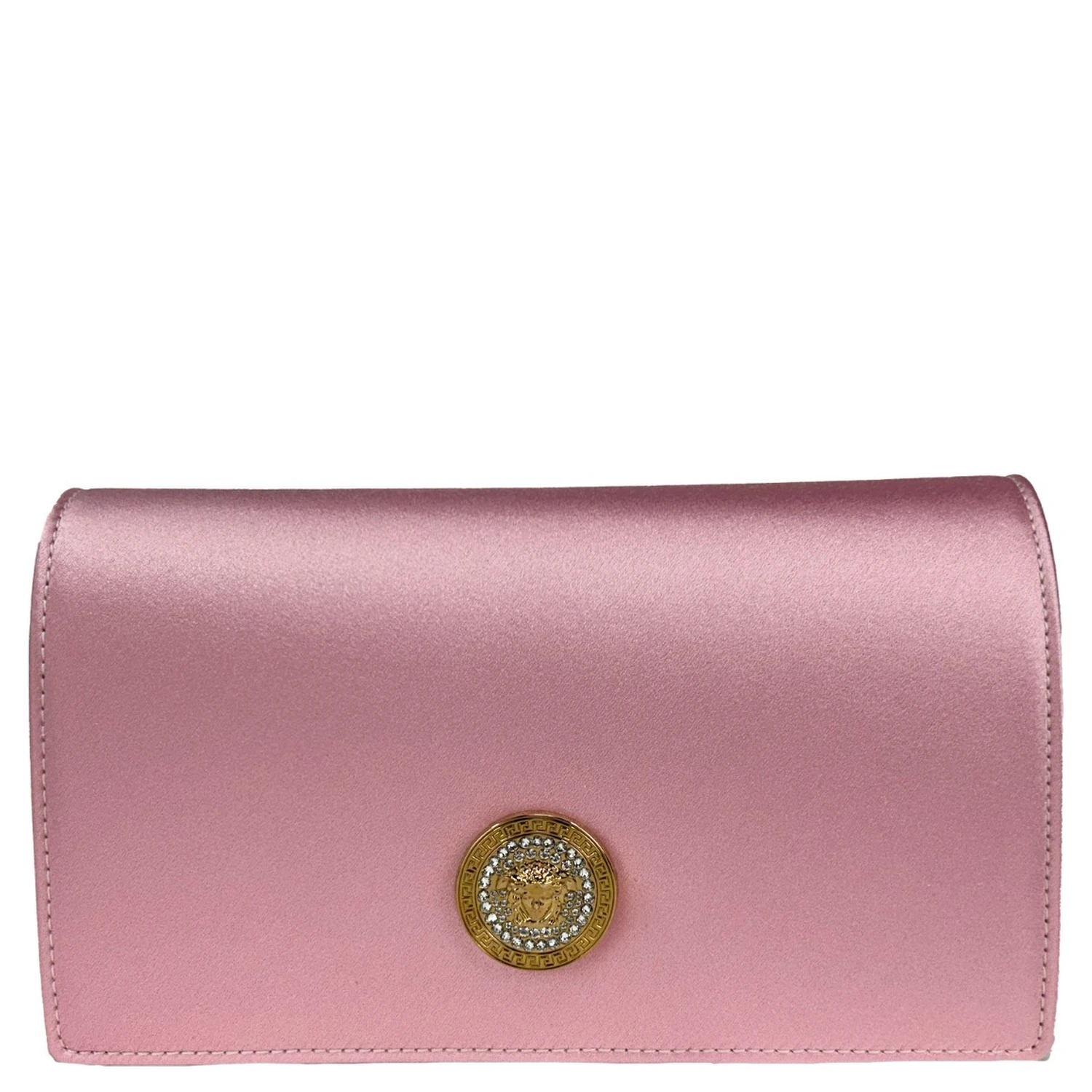 Versace Medusa Crystal Satin Mini Chain Crossbody Bag Purse