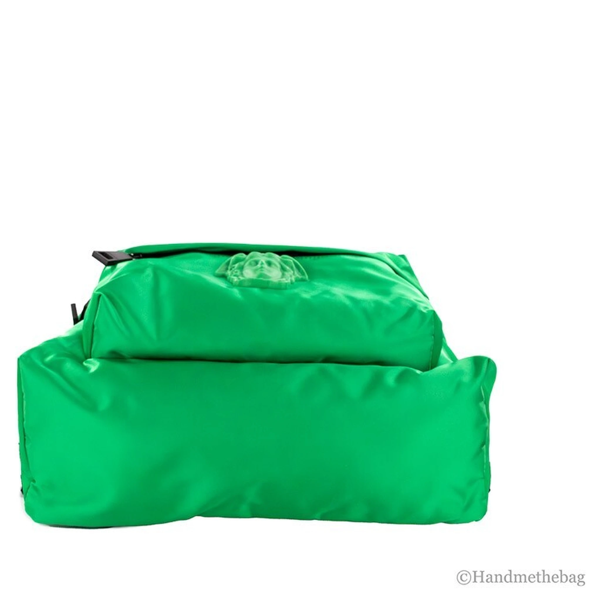 Versace Large Bright Green Nylon Fabric Medusa Shoulder Backpack Bookbag