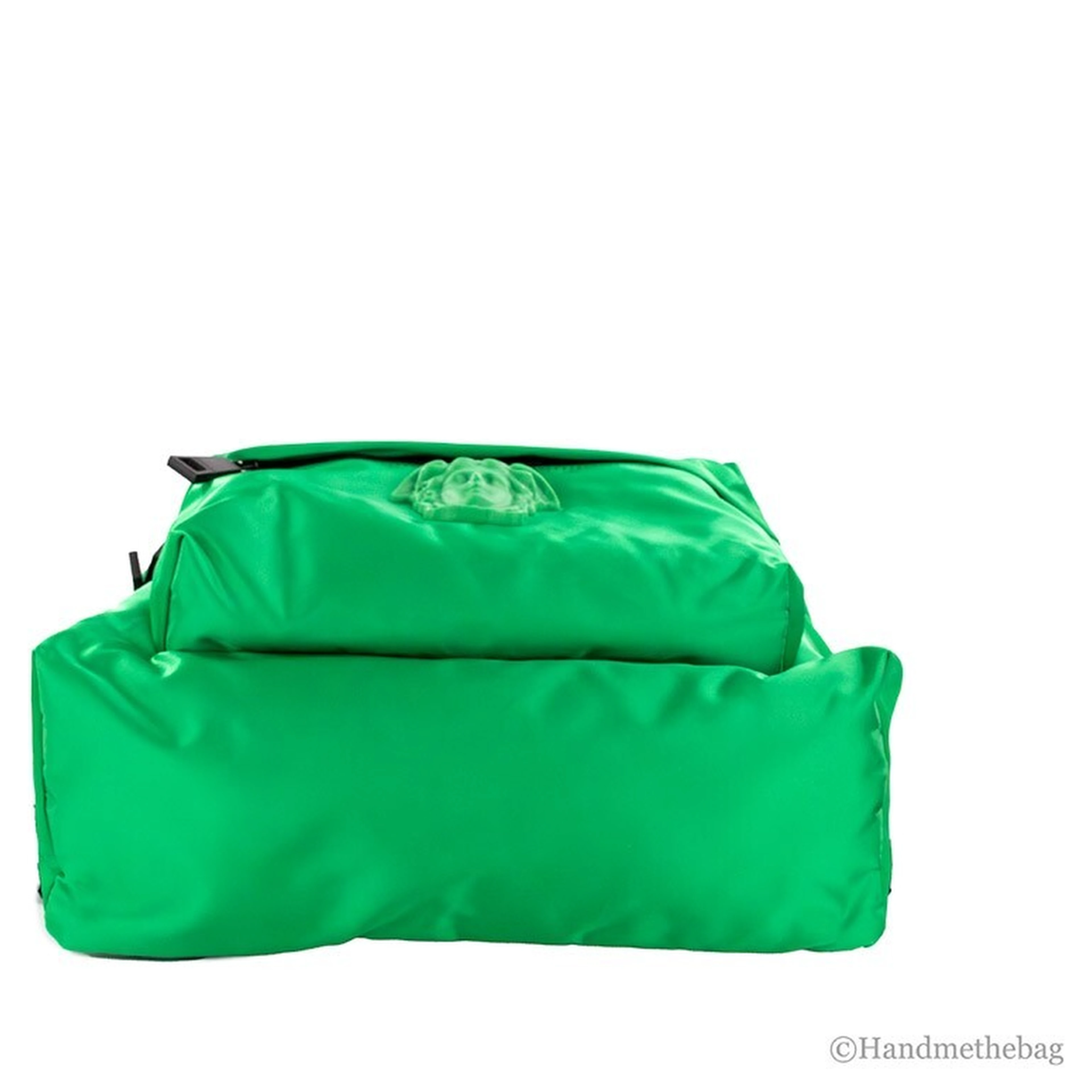 Versace Large Bright Green Nylon Fabric Medusa Shoulder Backpack Bookbag