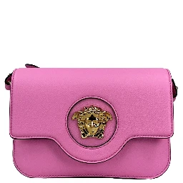 Versace La Medusa Pink Leather Shoulder Crossbody Bag Purse