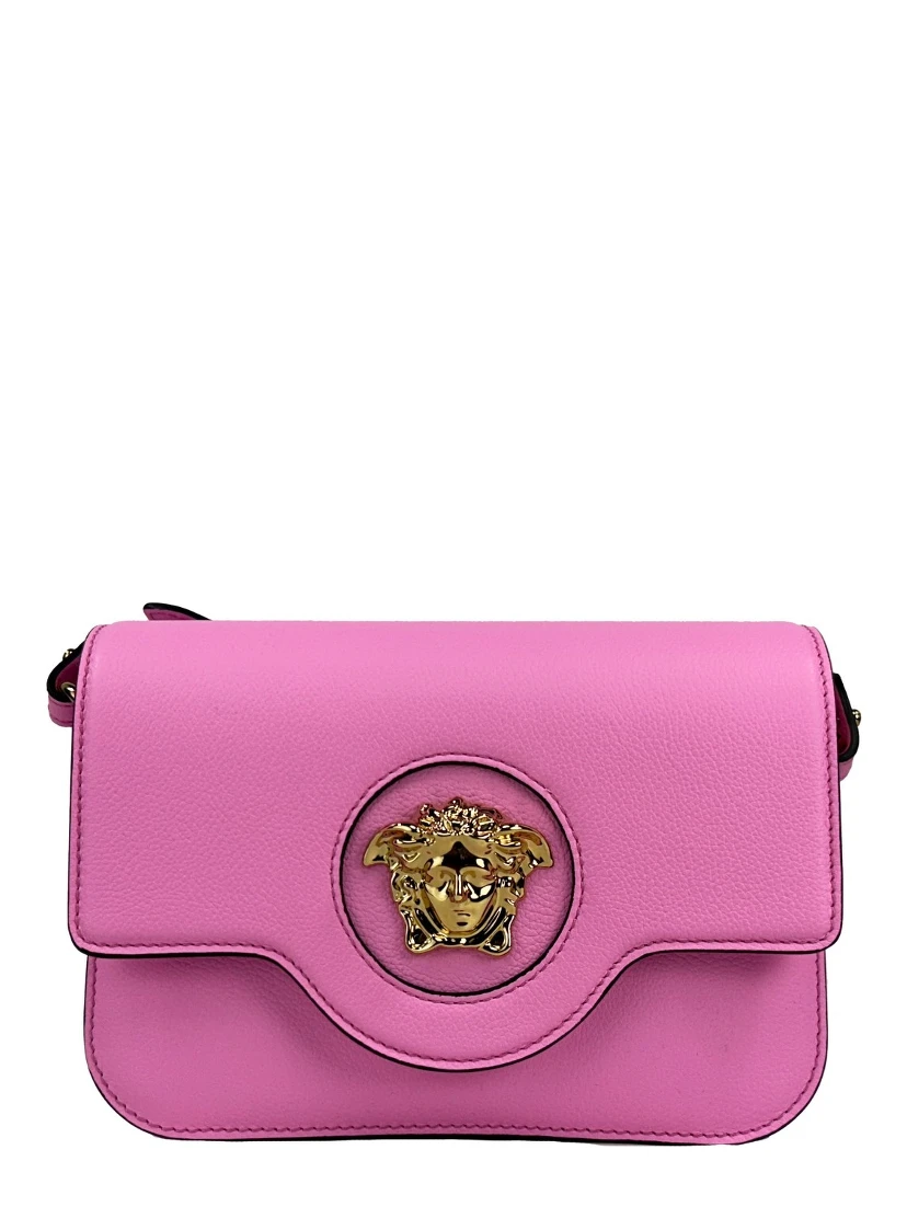 Versace La Medusa Pink Leather Shoulder Crossbody Bag Purse
