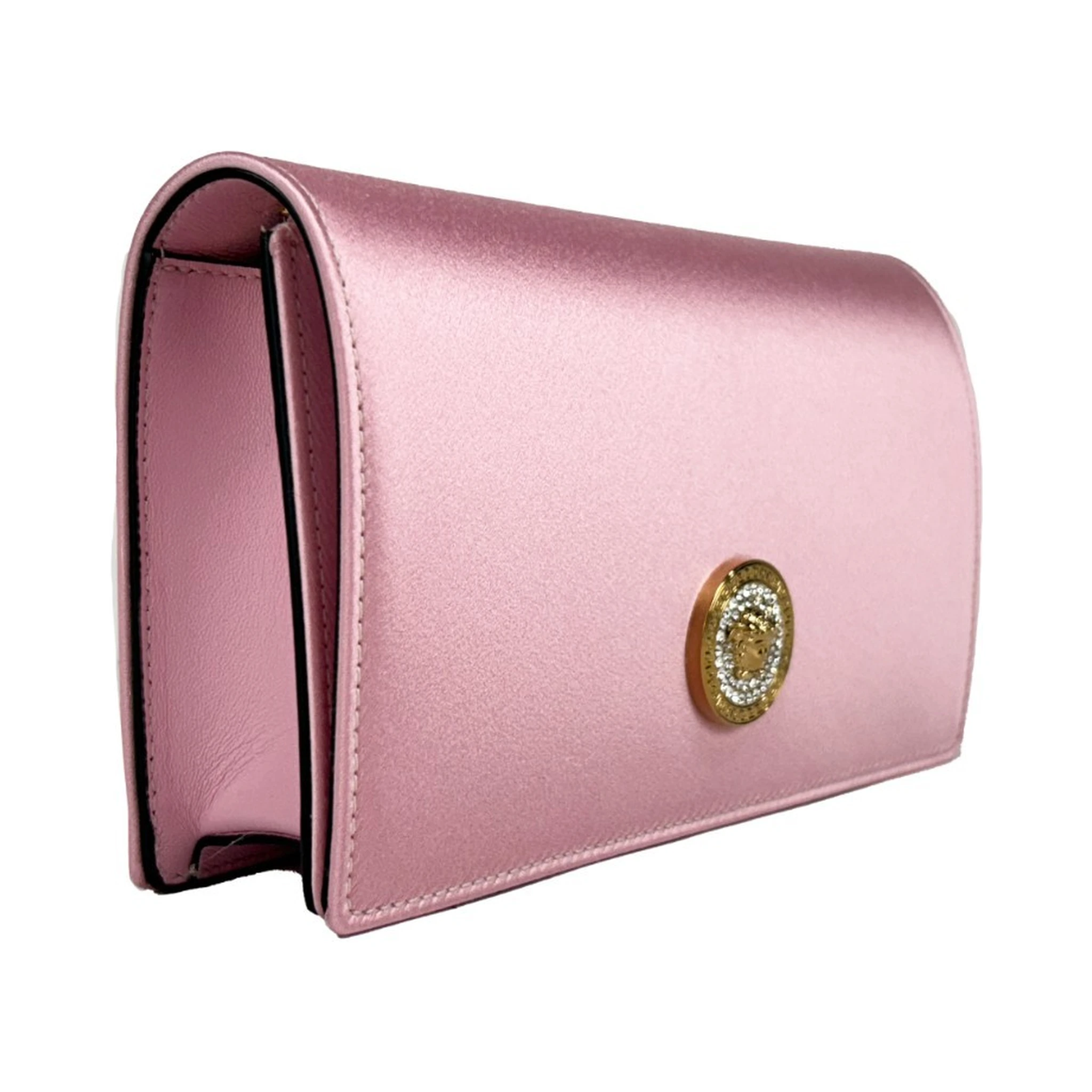 Versace Medusa Crystal Satin Mini Chain Crossbody Bag Purse
