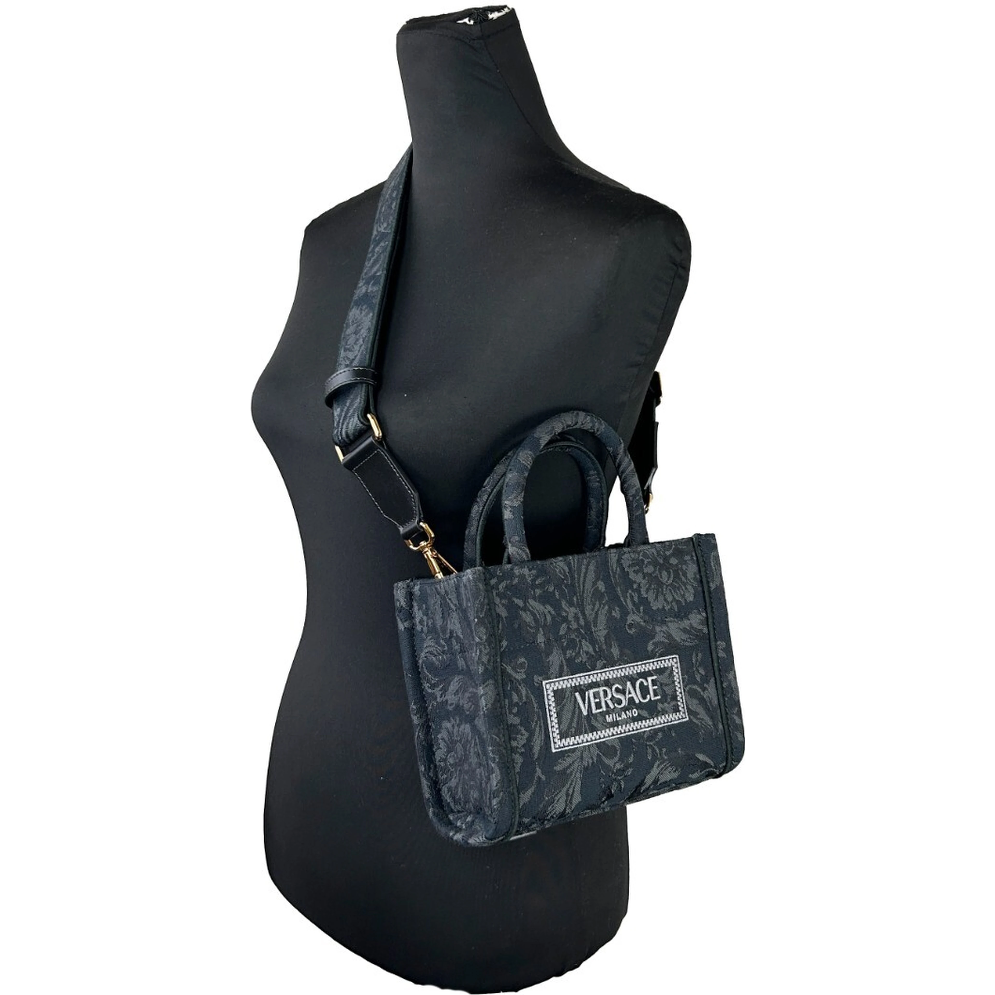 Versace Women'S 'Extra Small Athena' Shopping Bag Black