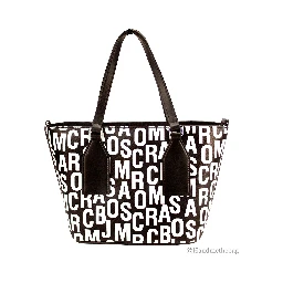 Marc Jacobs Small Black White Monogram Print Saffiano Leather Tote Crossbody Bag
