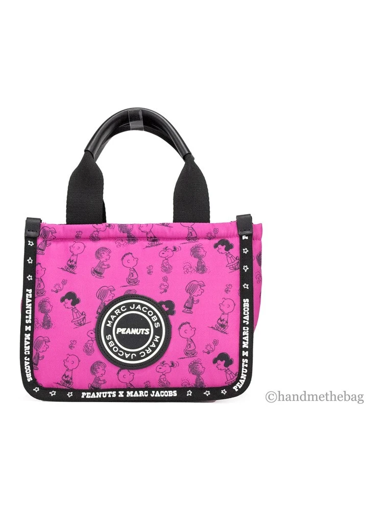 Marc Jacobs X Peanuts Mini Fuchsia Fedora Puffy Nylon Tote Convertible Handbag
