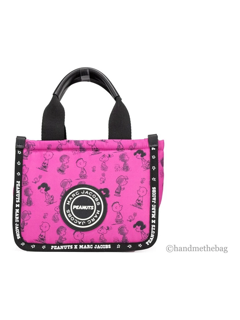 Marc Jacobs X Peanuts Mini Fuchsia Fedora Puffy Nylon Tote Convertible Handbag