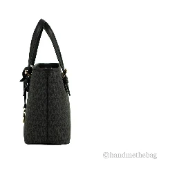 Michael Kors XS Carry All Jet Set Travel Womens Tote (BLACK SIG/GOLD)