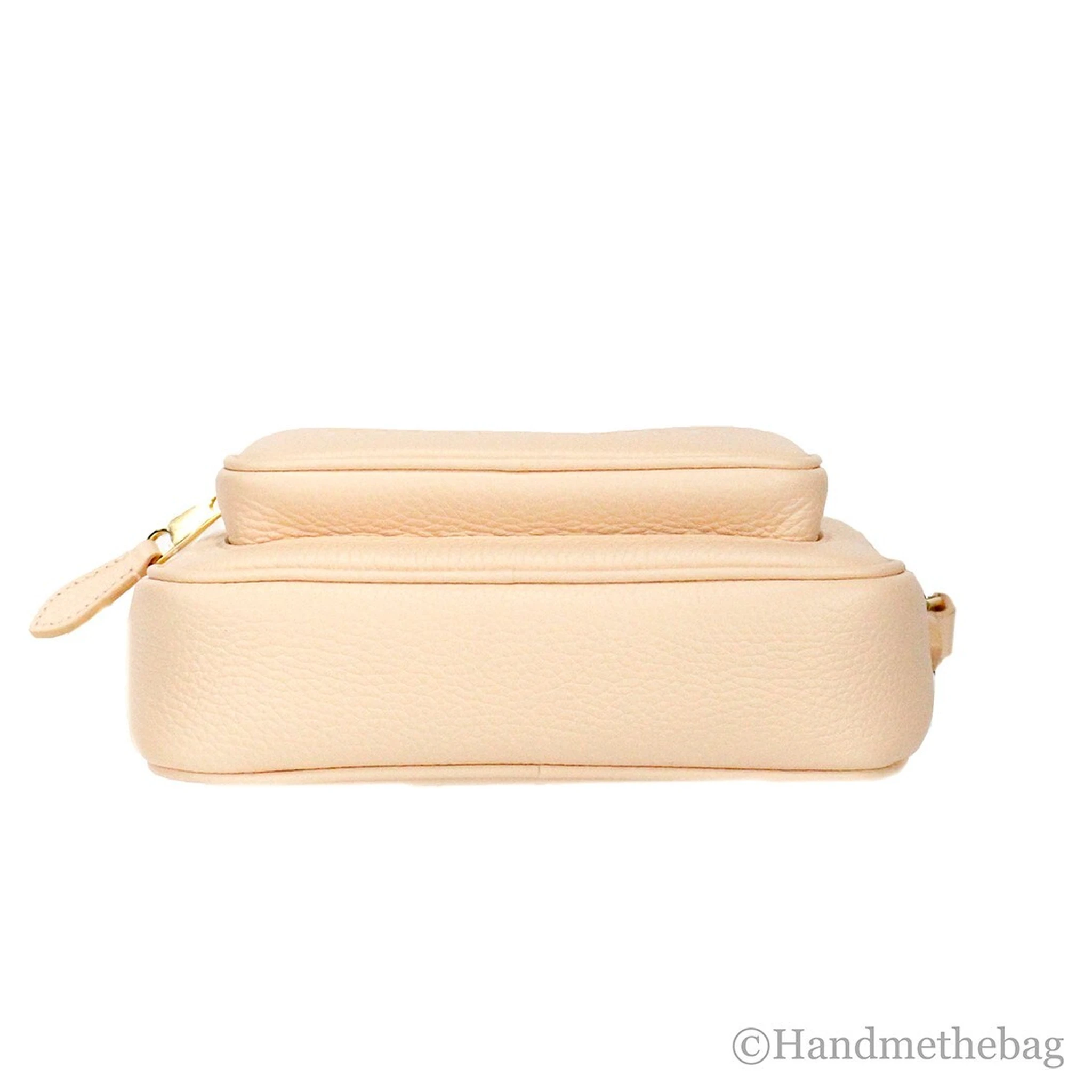 Burberry Small Branded Peach Pink Grainy Leather Camera Crossbody Bag