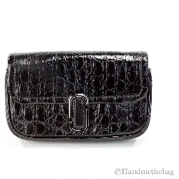 Marc Jacobs The Mini Shoulder Bag Black Embossed Leather Crossbody Bag