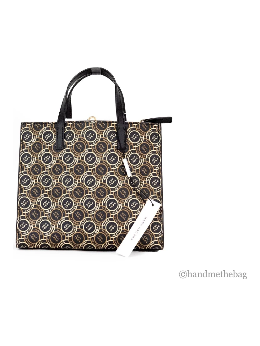 Marc Jacobs Mini Grind Signet Printed Leather Crossbody Tote Handbag Purse
