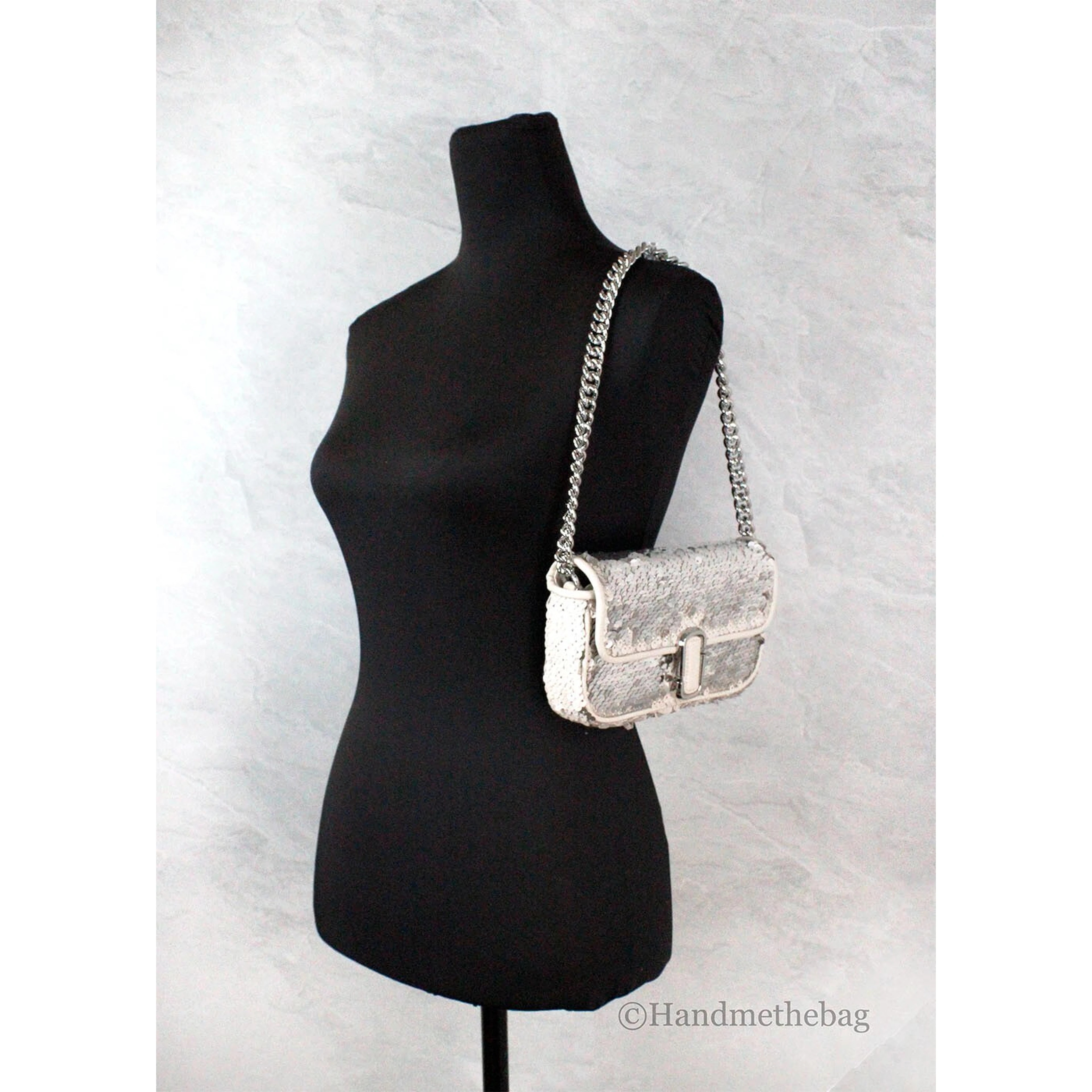 Marc Jacobs The Mini J Marc Shoulder Bag Cream Sequined Crossbody Bag