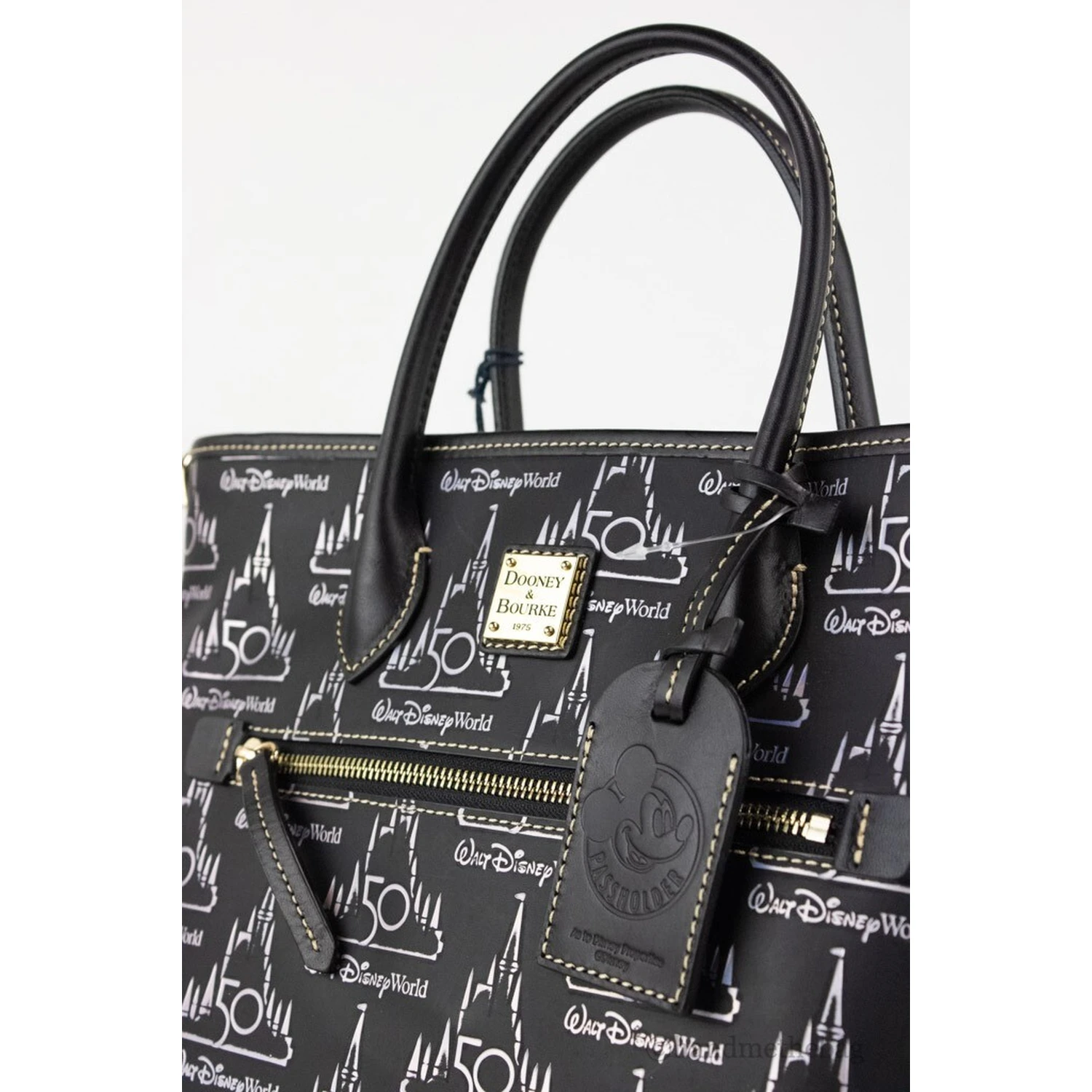 Dooney & Bourke Black Walt Disney World 50th Anniversary Leather Tote Bag