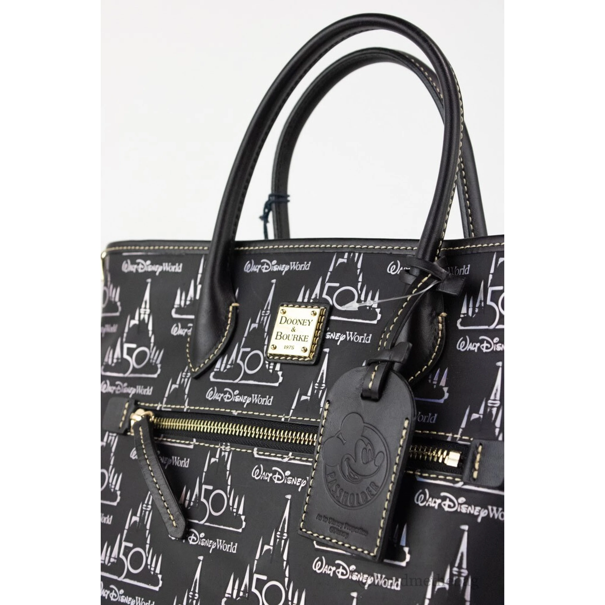 Dooney & Bourke Black Walt Disney World 50th Anniversary Leather Tote Bag