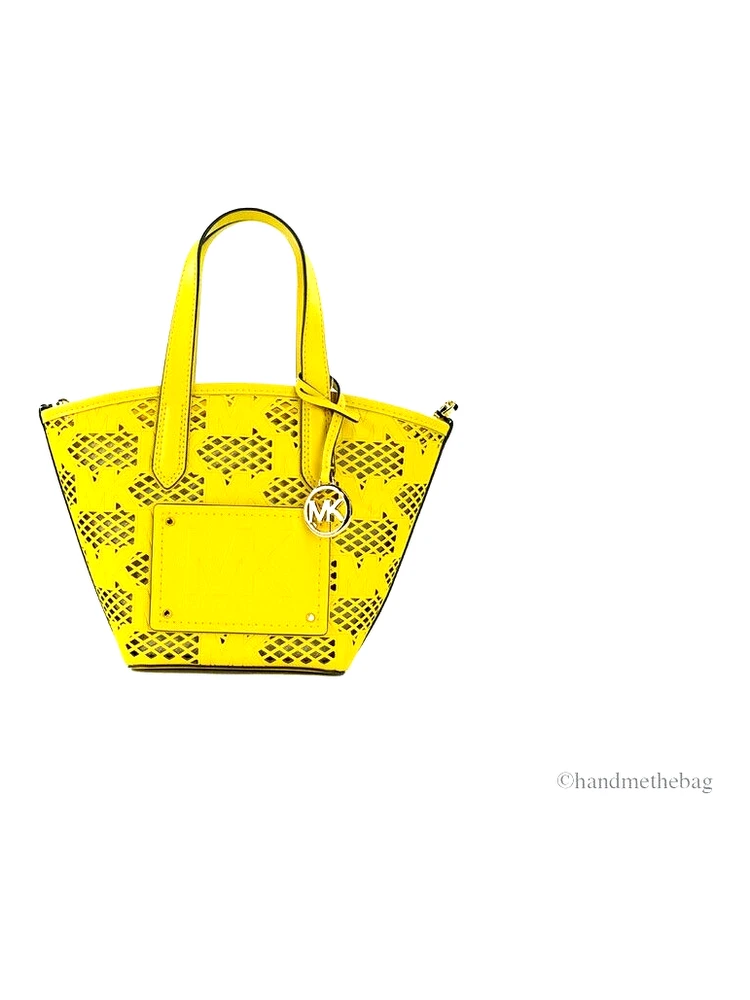 Michael Kors Kimber Small Daffodil Leather 2-In-1 Zip Tote Messenger Bag Purse