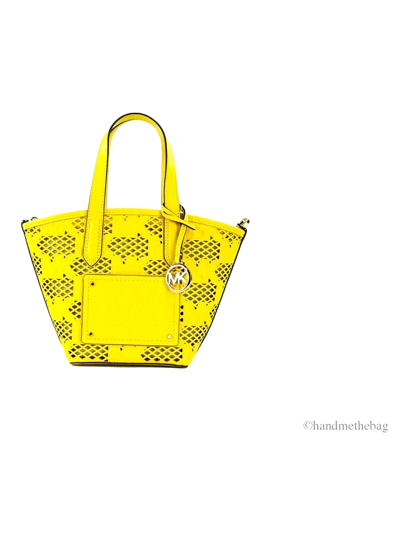 Michael Kors Kimber Small Daffodil Leather 2-In-1 Zip Tote Messenger Bag Purse