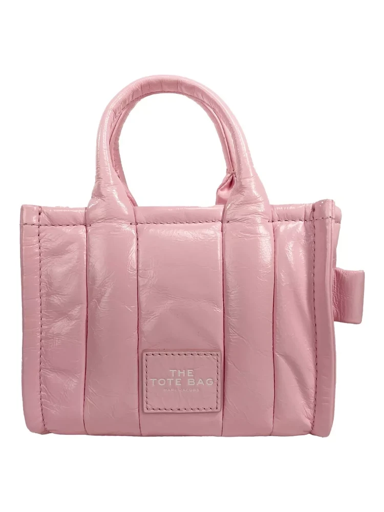 Marc Jacobs The Shiny Crinkle Micro Tote Bubblegum Leather Crossbody