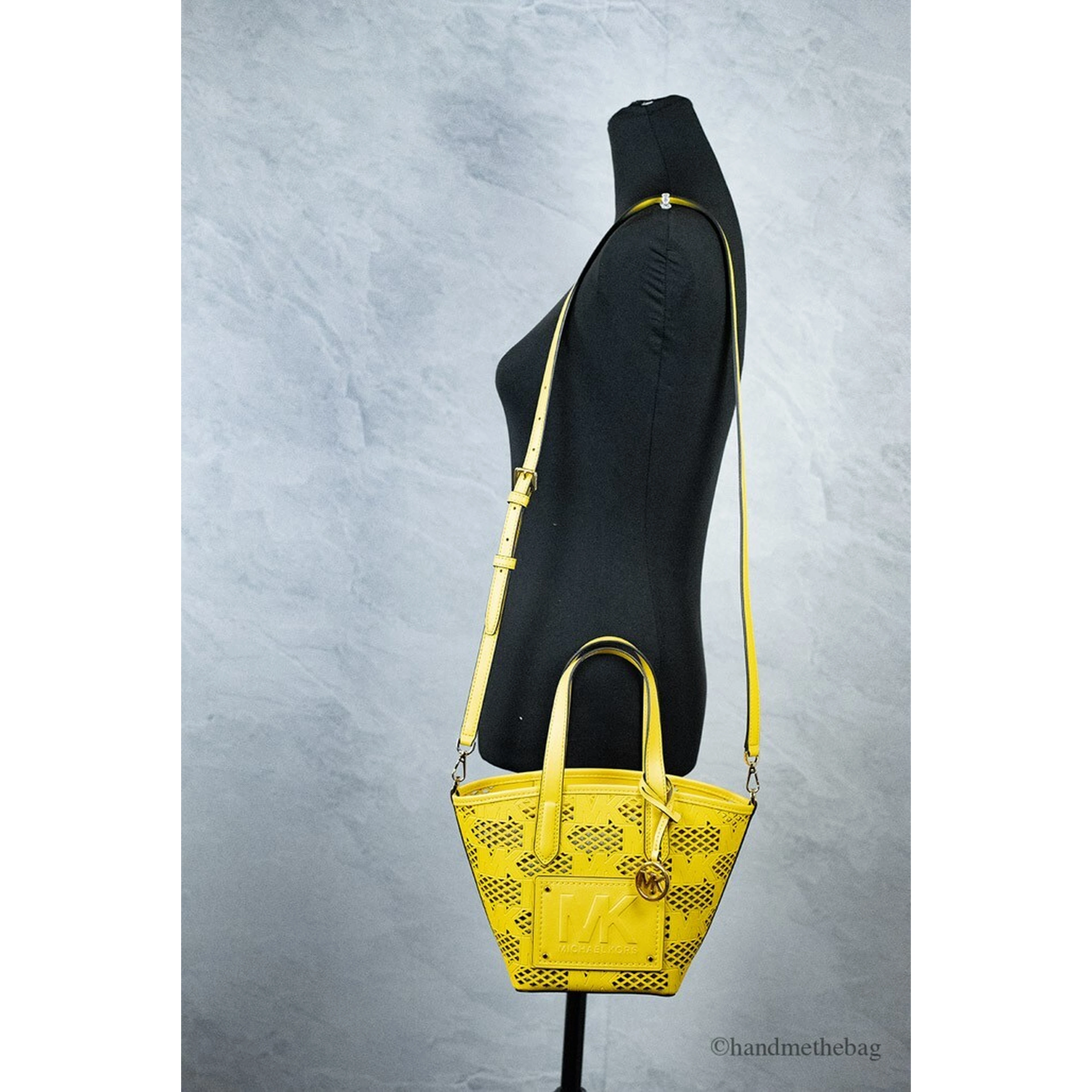 Michael Kors Kimber Small Daffodil Leather 2-In-1 Zip Tote Messenger Bag Purse
