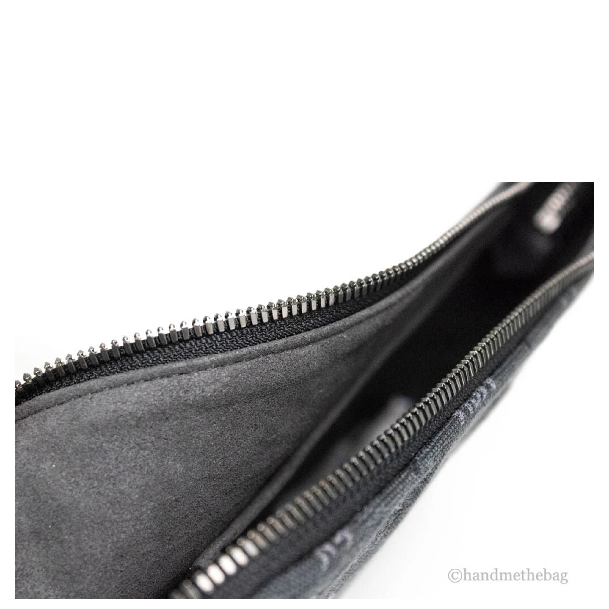 MCM Veritas Medium Dark Grey Denim Monogram Logo Canvas Clutch Pouch Handbag