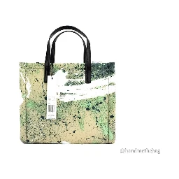 Marc Jacobs Mini Green Multi Splatter Paint Print Nylon Crossbody Tote Handbag