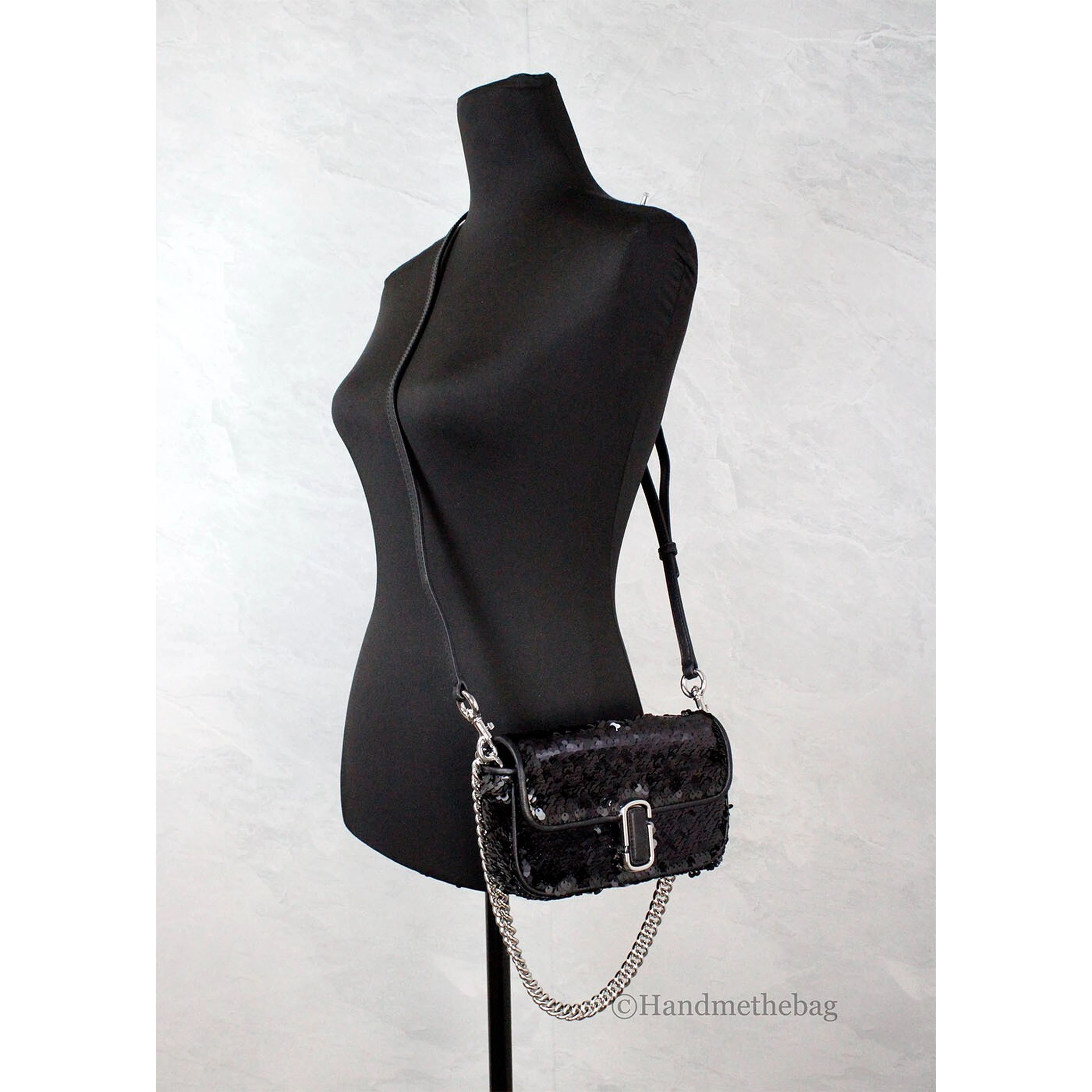 Marc Jacobs The Mini J Marc Shoulder Bag Black Sequined Crossbody Bag
