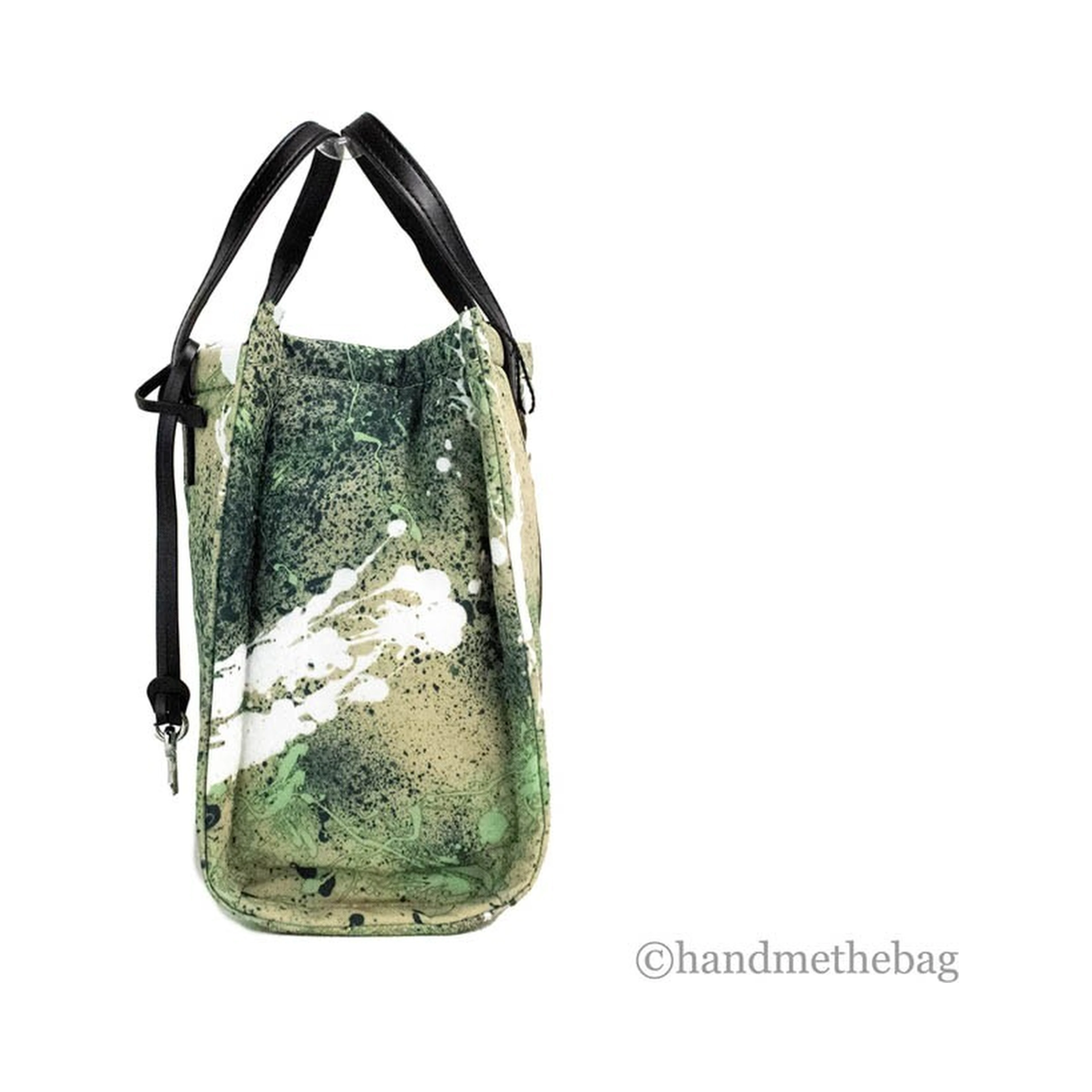 Marc Jacobs Mini Green Multi Splatter Paint Print Nylon Crossbody Tote Handbag