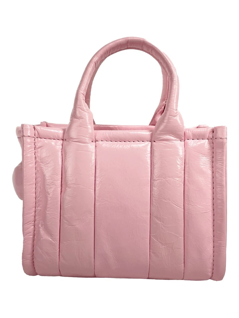 Marc Jacobs The Shiny Crinkle Micro Tote Bubblegum Leather Crossbody