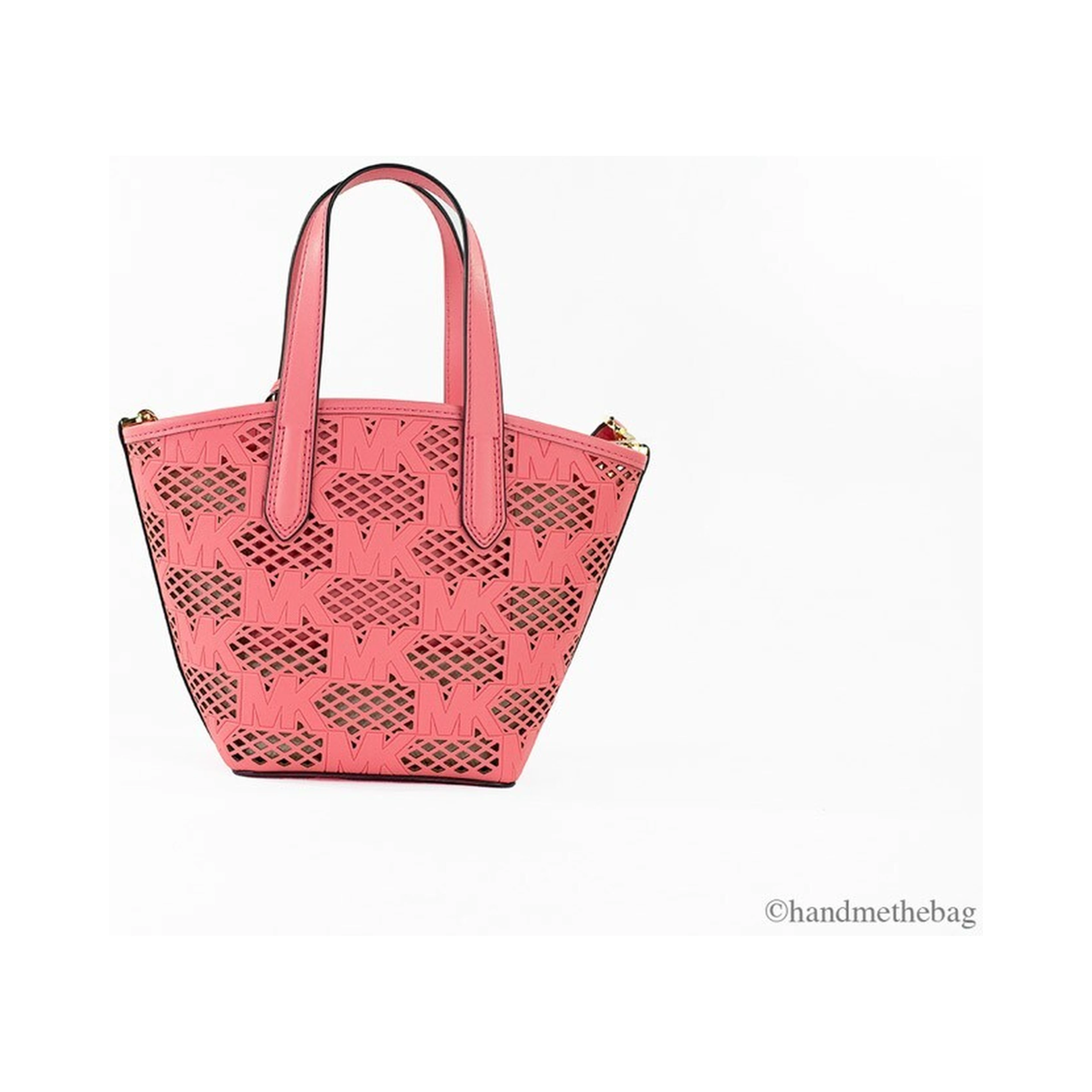 Michael Kors Kimber Small Tea Rose Leather 2-In-1 Zip Tote Messenger Bag Purse