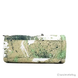 Marc Jacobs Mini Green Multi Splatter Paint Print Nylon Crossbody Tote Handbag