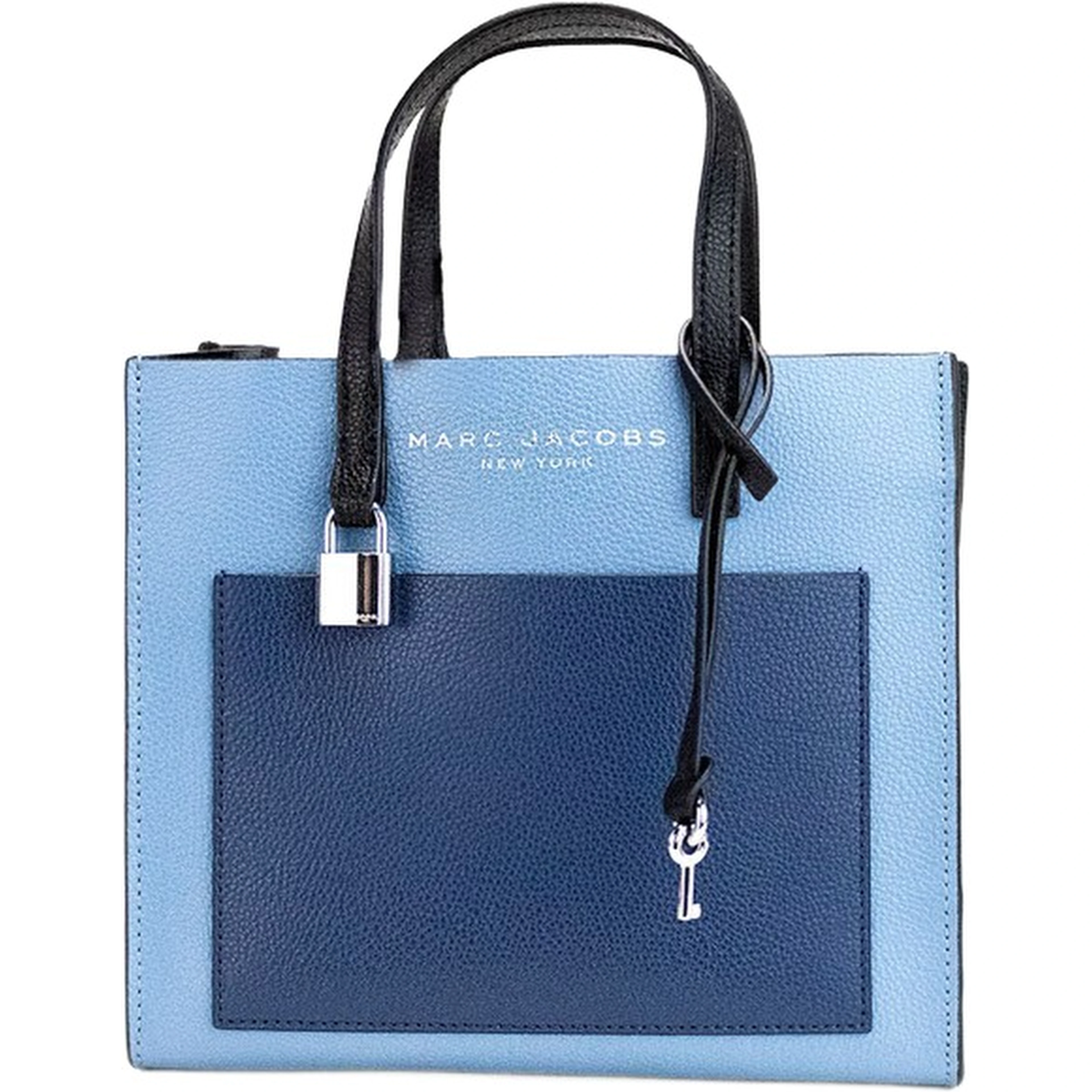 Marc Jacobs Grind Mini Blue Heaven Colorblock Leather Tote Crossbody Bag Purse