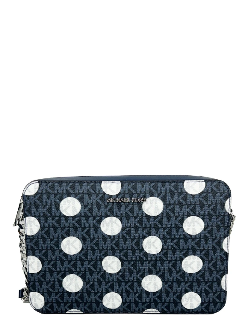 Michael Kors Women'S Jet Set Large Polka Dot Signature Logo Crossbody Bag (Navy) 35S5STTC3O-414