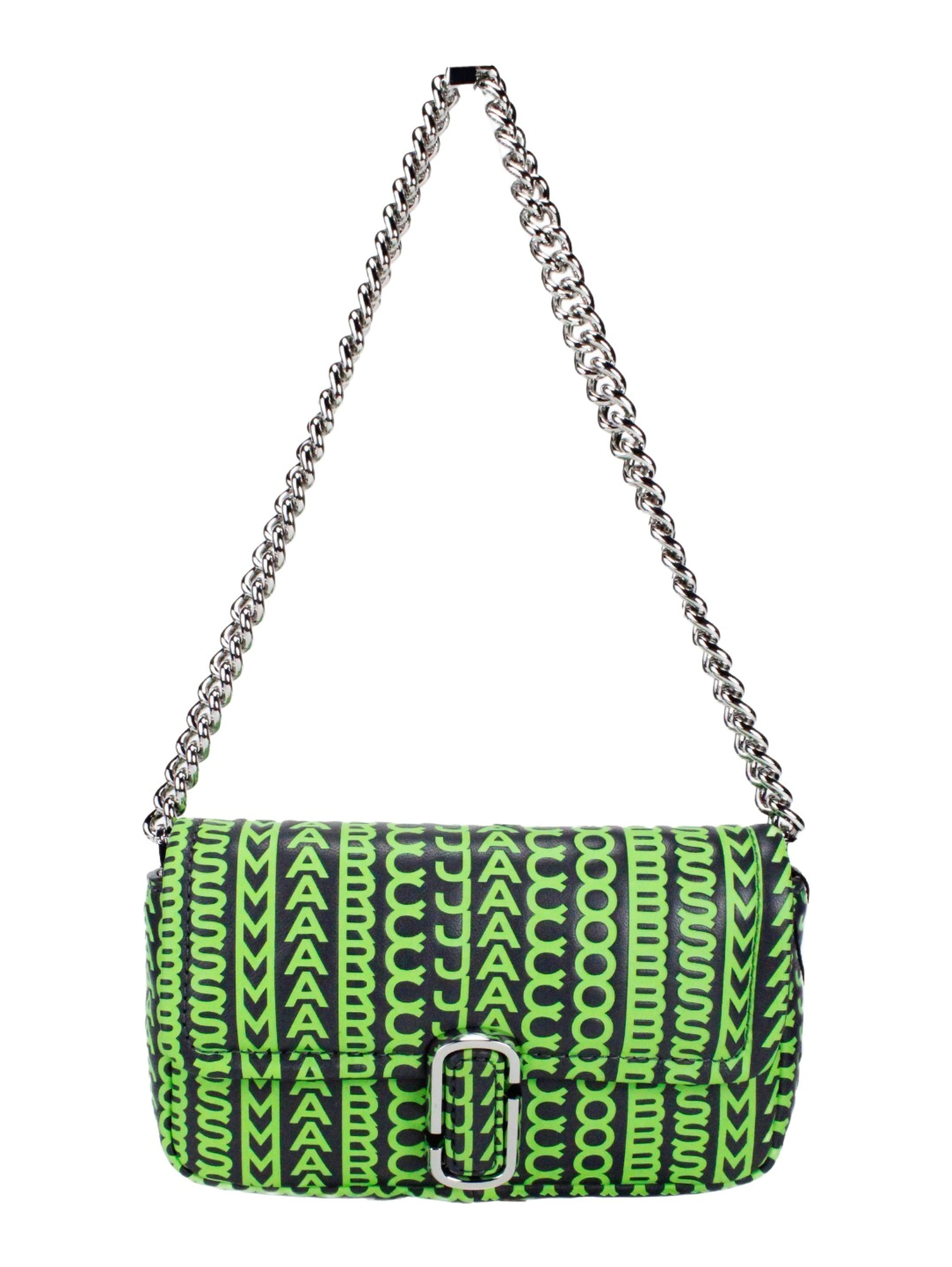 Marc Jacobs Neon Green The Monogram Leather J Marc Mini Shoulder Bag Crossbody