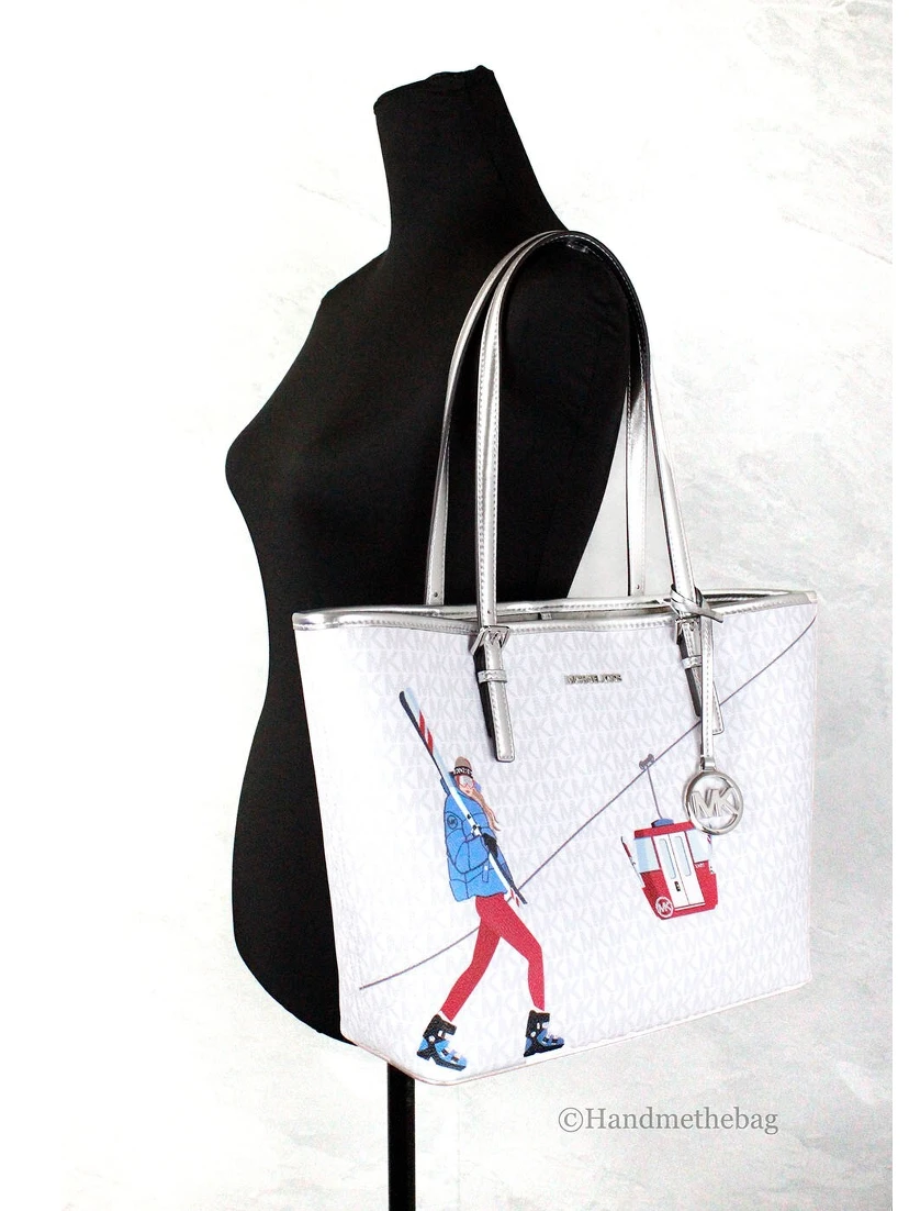 Michael Kors Jet Set Travel Girls Medium Signature Carryall Tote White MK