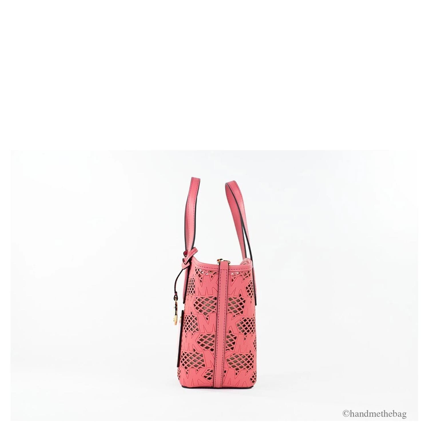 Michael Kors Kimber Small Tea Rose Leather 2-In-1 Zip Tote Messenger Bag Purse