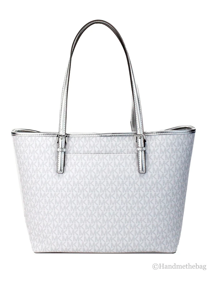 Michael Kors Jet Set Travel Girls Medium Signature Carryall Tote White MK alternative