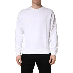 White Cotton Crew Neck Sweatshirt Sweater