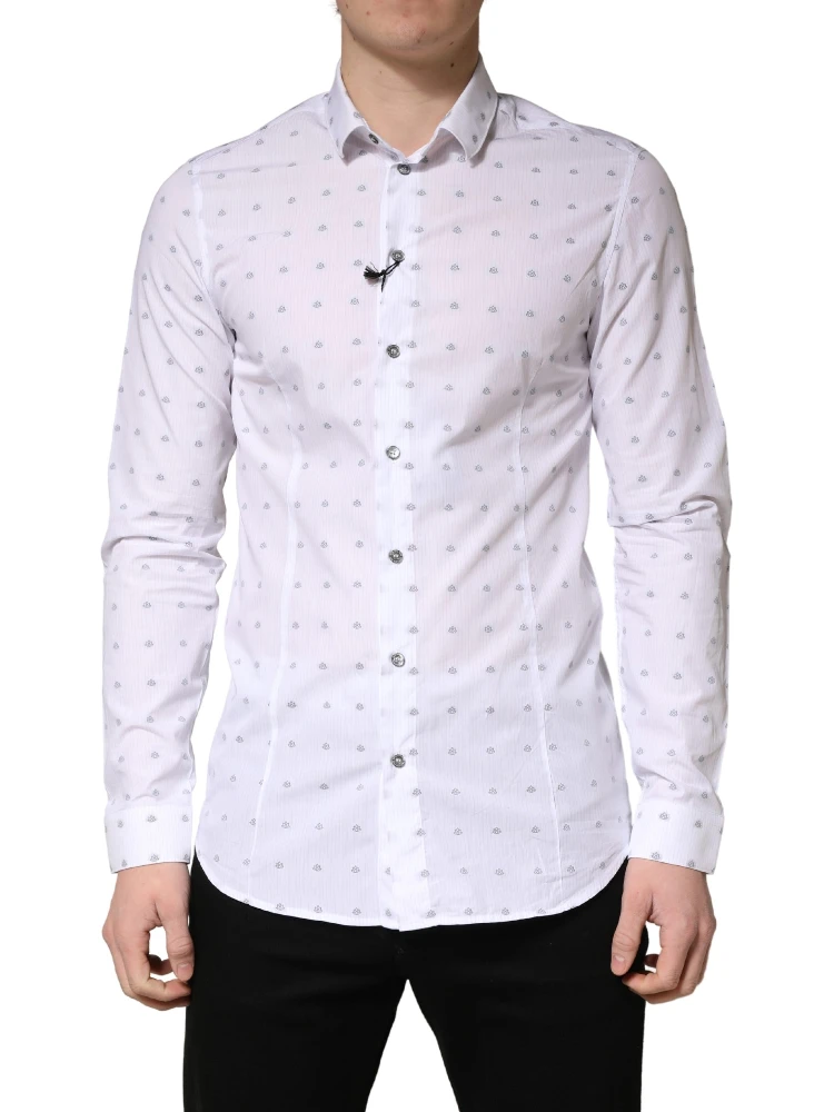 White Cotton Slim Fit Collared Men Dress Shirt