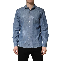 Blue Long Sleeve Collared Casual Shirt