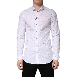 White Cotton Slim Fit Collared Men Dress Shirt