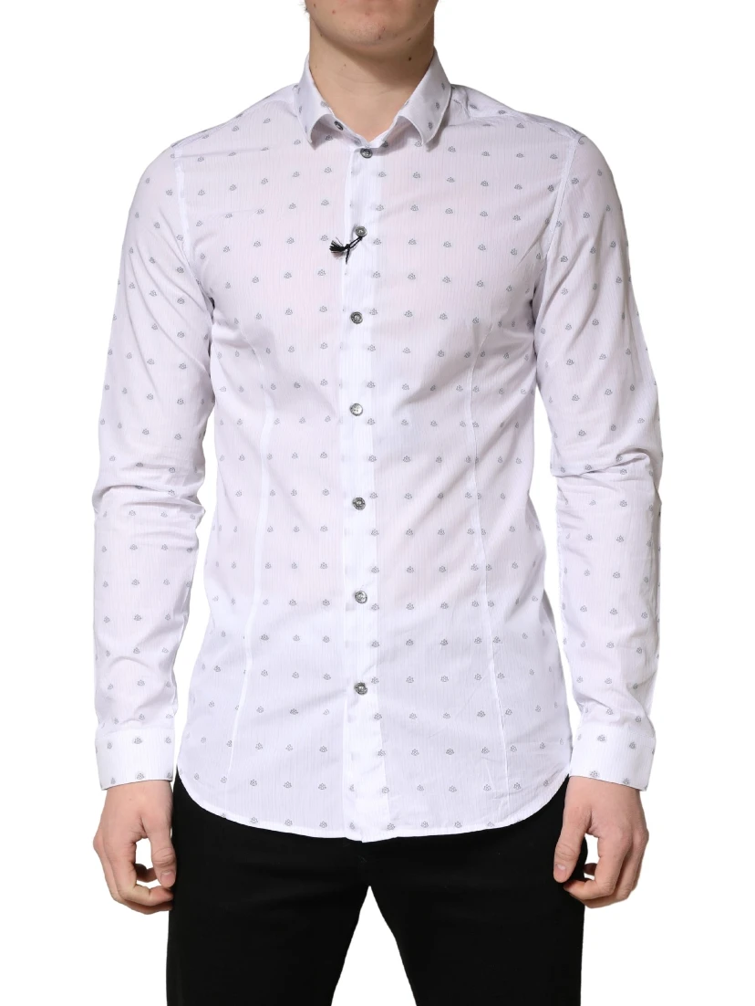 White Cotton Slim Fit Collared Men Dress Shirt