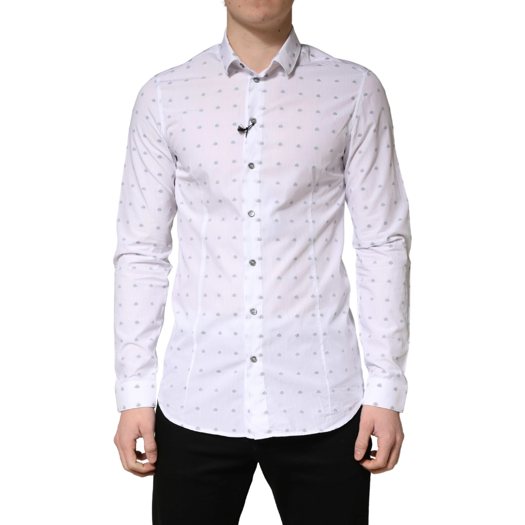 White Cotton Slim Fit Collared Men Dress Shirt