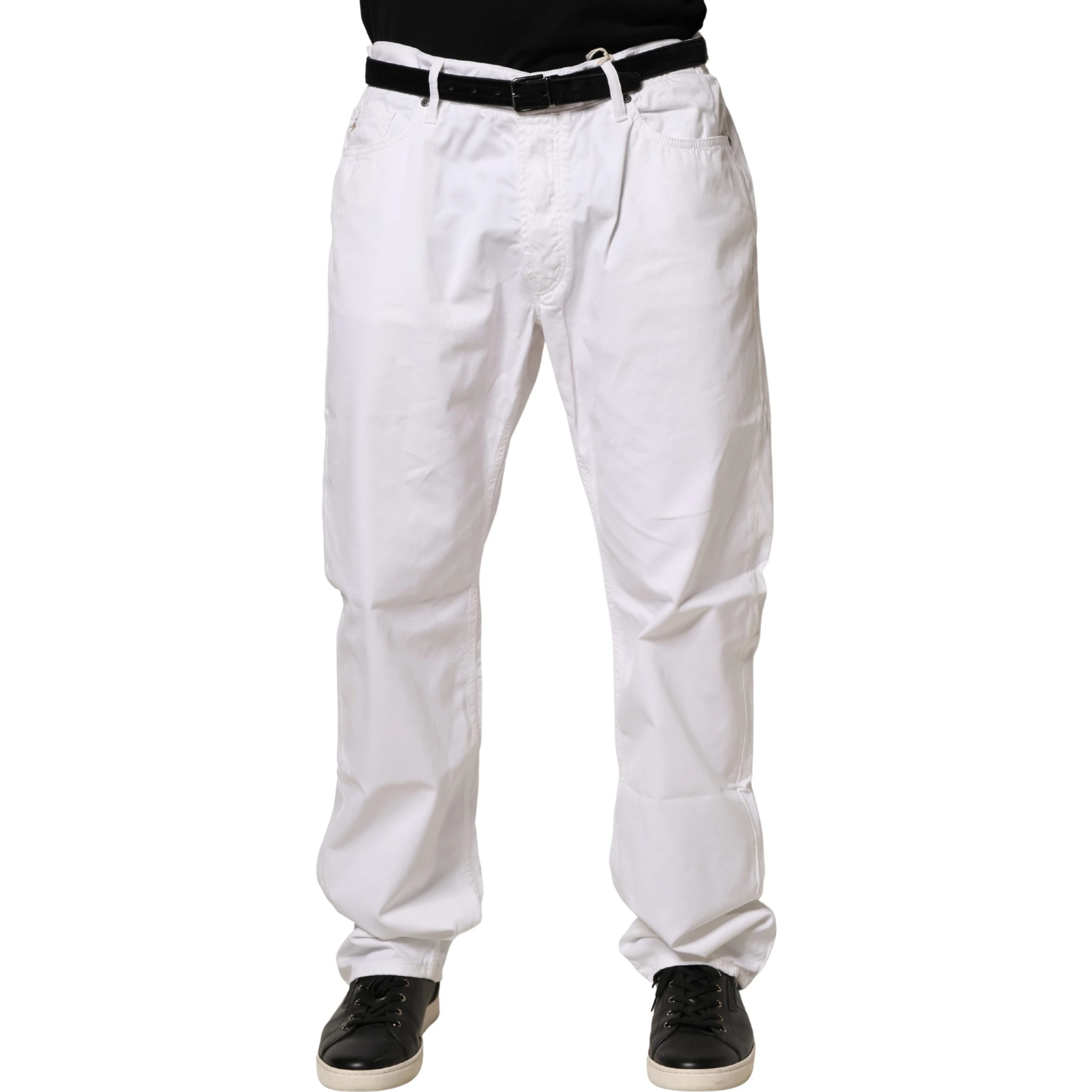 White Cotton Stretch Straight Casual Men Denim Trouser Jeans