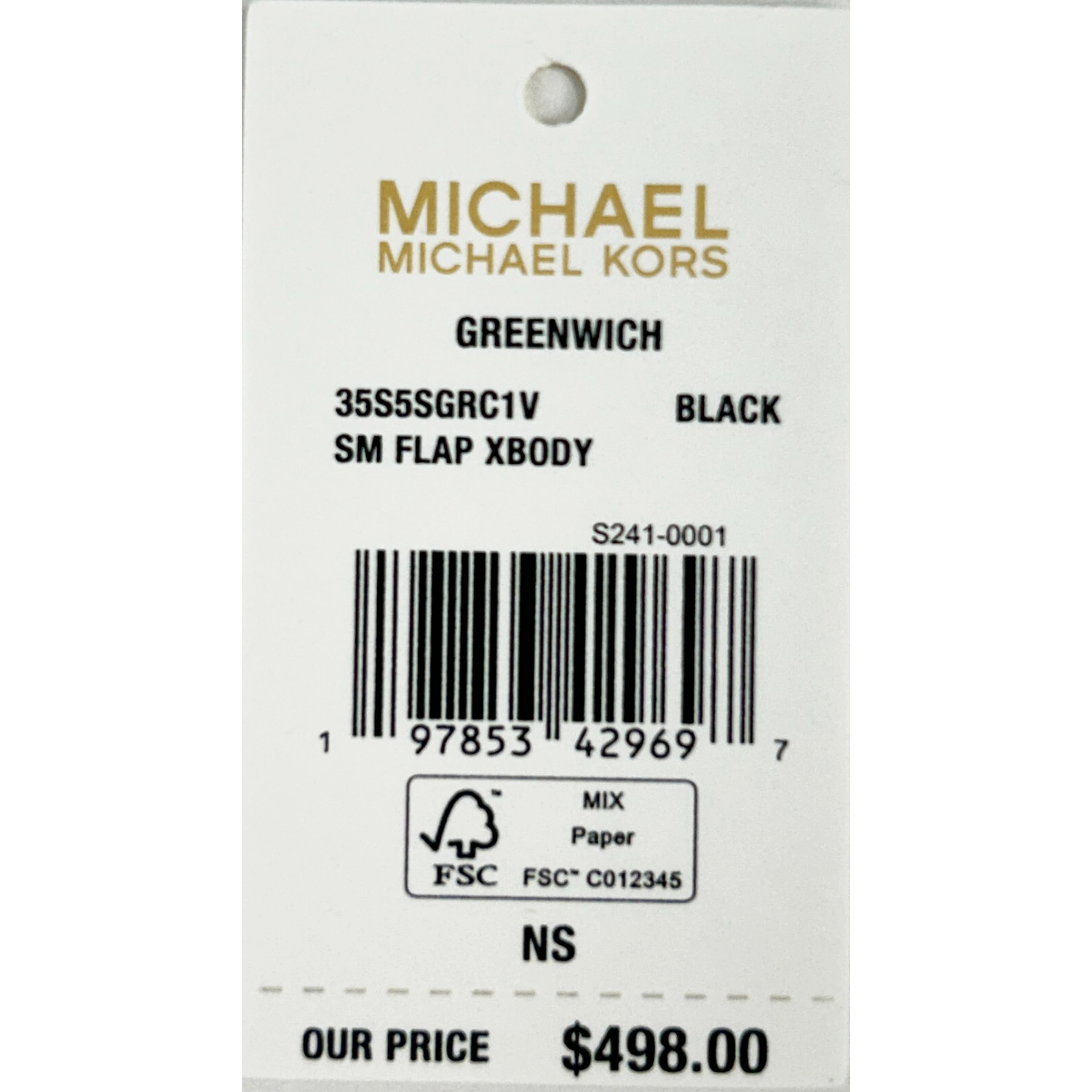 Michael Kors Greenwich Small Print Logo Crossbody Tote Chain Bag Black/White $498