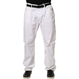 White Cotton Stretch Straight Casual Men Denim Trouser Jeans