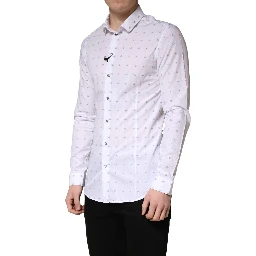 White Cotton Slim Fit Collared Men Dress Shirt