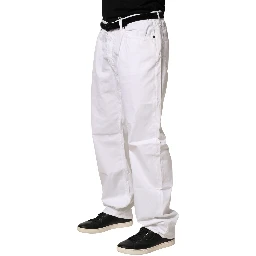 White Cotton Stretch Straight Casual Men Denim Trouser Jeans