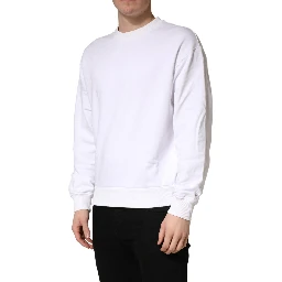 White Cotton Crew Neck Sweatshirt Sweater